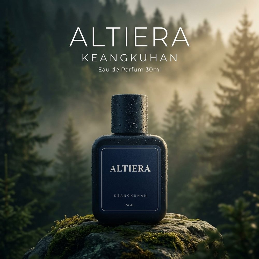 ALTIERA KEANGKUHAN di atas batu berlumut dalam hutan pagi